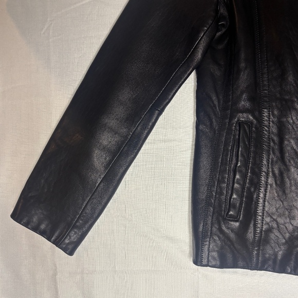 Avanti Black Genuine Leather Jacket Fitted Silver Zip Size L Large EUC Women 90s - Picture 5 of 9
